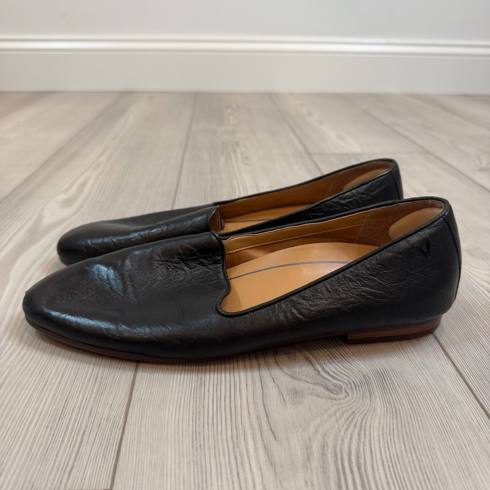Black Leather Slip-On Flats - Women's Comfortable Loafers